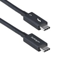 Black StarTech.com Thunderbolt 5 cable, 1.5ft, with USB-C connectors and Thunderbolt logo on each end.
