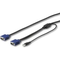 Black USB KVM cable, 10 ft, with blue connectors and USB plug for rackmount consoles.