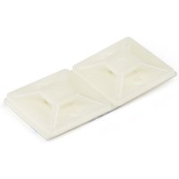 White StarTech.com cable tie mounts with adhesive tape, square shape, pack of 100, designed for 0.18-inch ties.