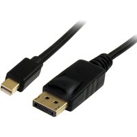 Black 1m Mini DisplayPort to DisplayPort 1.2 cable with gold-plated connectors and black casing.