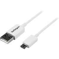 White 1m StarTech.com Micro USB Cable with USB-A to Micro-B connectors, sleek design.