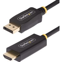 Black StarTech.com 3m DisplayPort to HDMI cable with gold-plated connectors, supports 4K 60Hz and HDR.