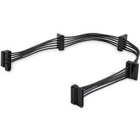 Black StarTech.com 4x SATA power splitter adapter cable with four connectors and flat, flexible wires.