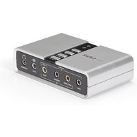 StarTech.com 7.1 USB audio adapter, silver with multiple input/output ports and SPDIF digital audio feature.