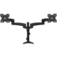 Black StarTech.com dual monitor arm with articulating joints and desk-mount base.