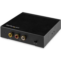 Black StarTech HDMI to RCA Converter Box with audio ports and power switch