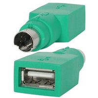 Green StarTech USB to PS/2 adapter with USB female port and PS/2 male connector.