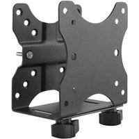 Black StarTech.com VESA mounting bracket with multiple holes and adjustable knobs for thin client attachment.