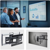 Ultra-slim black articulating TV wall mount with VESA 600x400, supports up to 65-inch screens, low-profile design.