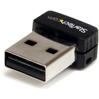 Black and silver StarTech.com USB mini wireless adapter with compact design and logo on top.