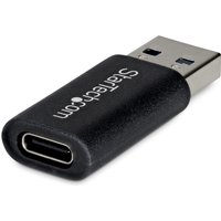 Black StarTech.com USB-A to USB-C adapter, compact design, USB-A male connector, USB-C female port, silver accents
