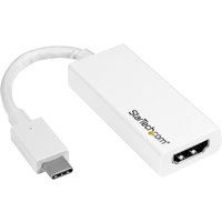 White StarTech.com USB-C to HDMI adapter, compact design with short cable and HDMI port.