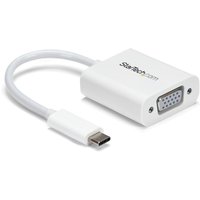 White StarTech.com USB-C to VGA adapter with short cable and VGA port.