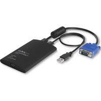 Black StarTech.com USB Crash Cart Adapter with USB and VGA connectors, rectangular design, and integrated cables.