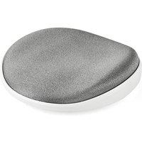 Silver ergonomic wrist rest with a sliding design and a smooth, rounded surface.