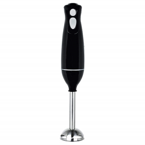 Black Status 2 Speed Hand Blender with a sleek design, featuring a stainless steel blending shaft and two control buttons on the handle.