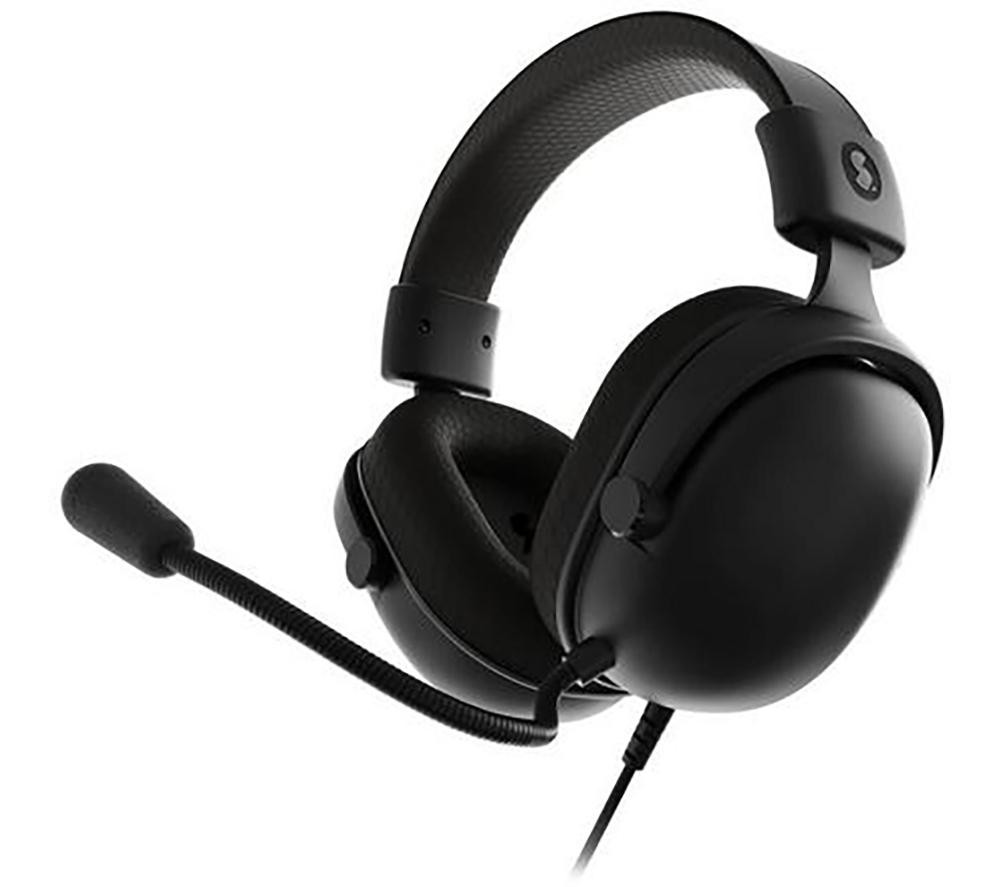 Black Stealth Styletech Headset featuring cushioned ear cups, an adjustable headband, and a flexible microphone for clear communication.