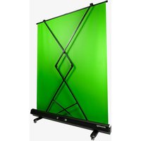Green Streamplify SCREEN LIFT with aluminum frame, collapsible X-shaped support, and black wheeled base.