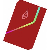 Red SureFire PyroDrive Gaming SSD 2TB with sleek design, RGB lighting strip, and USB 3.2 Gen 1 connectivity.