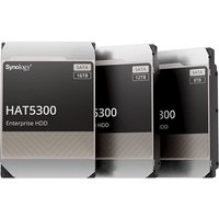 Synology HAT5300-16T hard drive, silver and black casing, 16 TB, 7200 RPM, 3.5-inch size, enterprise HDD label.