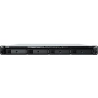 Grey Synology RackStation RS822RP+ 1U NAS server with four drive bays and front panel controls.