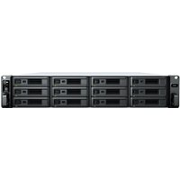 Black Synology SA6400 NAS storage server, 2U rackmount, with multiple drive bays and Ethernet LAN ports.