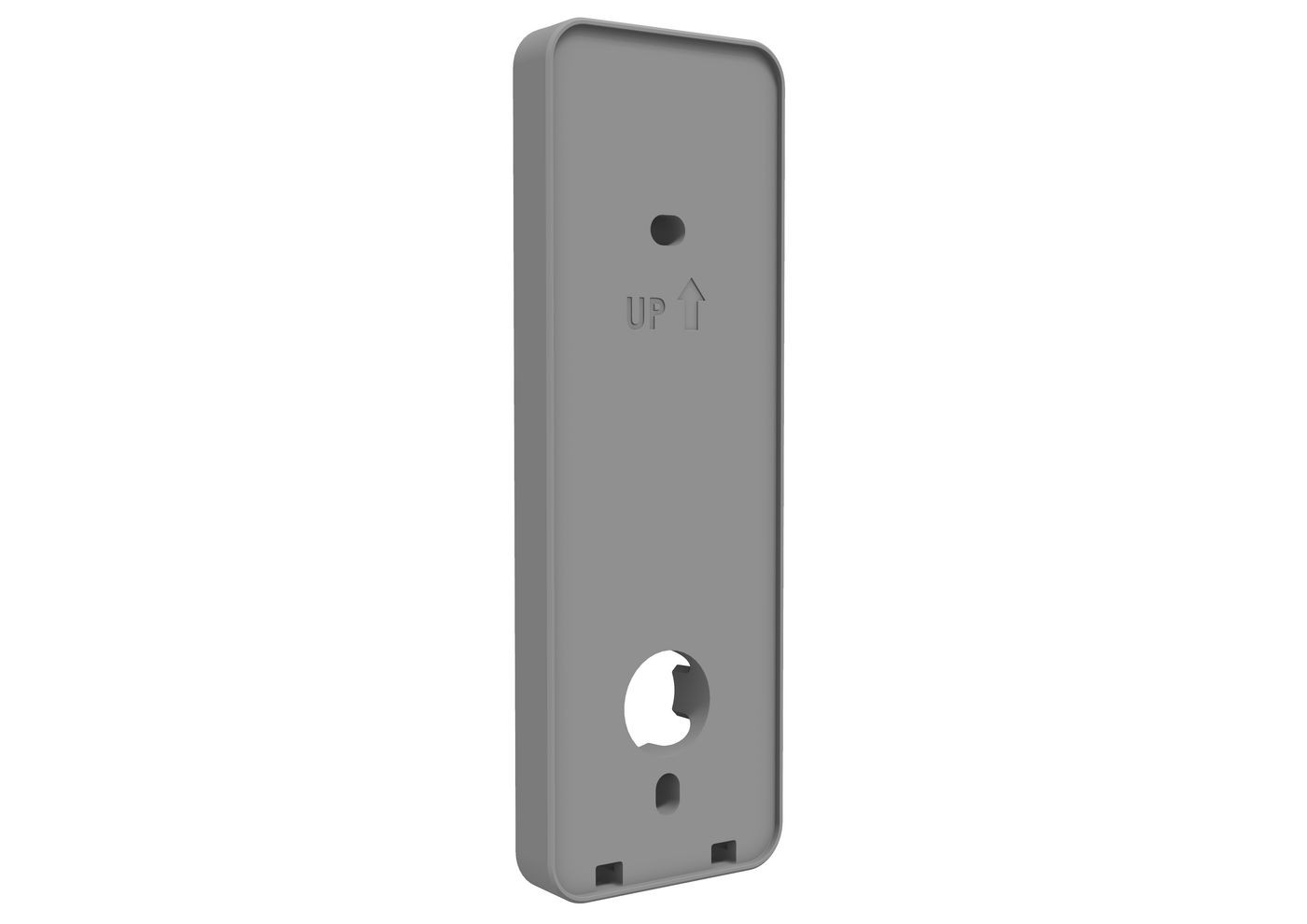 Gray plastic housing with an upward arrow indicator, featuring a circular cutout at the bottom and two small holes for mounting, designed for the Insllionple XCR-SKS G2 system.