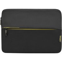 Black Targus CityGear 14" sleeve case with yellow zipper accent and front pocket.