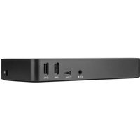 Black Targus laptop dock with two USB ports, one USB-C port, and an audio jack on the front panel.