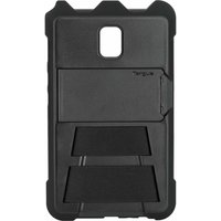 Black Targus tablet case with rugged design, cutout for camera, and textured grip for 8-inch devices.