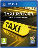 Cover art for "Taxi Driver the Simulation" features a bright yellow taxi sign against a blurred city background, with bold text and a PS4 logo at the bottom.