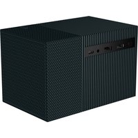 Green TCL PlayCube projector with textured surface, HDMI and USB ports on side, rectangular design.