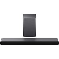 Black TCL S55HK soundbar with rectangular design, 2.1 channels, 220 W, includes matching subwoofer.