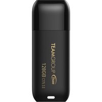 Black Team Group C175 USB flash drive, 128GB, USB Type-A 3.2 Gen 1, sleek design with gold text.