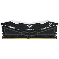 Black and white Team Group DELTA RGB memory module, 32 GB DDR5, angular design with T-Force logo.