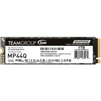 Black and silver Team Group MP44Q 4TB M.2 NVMe SSD with PCIe 4.0 interface and QLC 3D NAND technology.