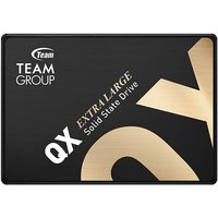 Black Team Group QX 4TB SSD with gold lettering, 2.5" size, featuring "EXTRA LARGE" and "Solid State Drive" text.