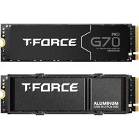 Black T-FORCE G70 PRO 1TB M.2 NVMe SSD with aluminum heatsink and PCIe 4.0 interface.