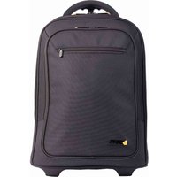 Black Techair TAN3710v4e Eco Rolling Backpack with front zip pocket and telescopic handle.
