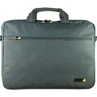 Techair TANZ0117v3 14-15.6" laptop case, dark gray with yellow accents, front zipper pocket, padded handles.