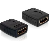 Black TECHLY HDMI F/F cable gender changer with rectangular shape and gold-plated connectors.