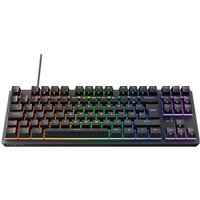 Black TECWARE Phantom+ TKL RGB mechanical keyboard with colorful backlit keys and detachable cable.