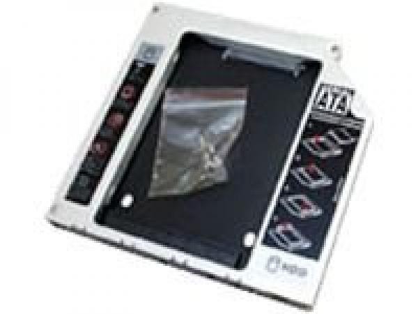 TERRA 1480960 2.5" hard drive adapter, featuring a silver metal frame with black plastic insert, labeled with red and white icons for installation and compatibility.