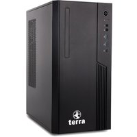 Black TERRA EU1000126 PC workstation with vertical vents, front USB ports, and power button.