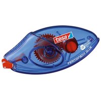 Blue Tesa Sionery permanent glue roller with red gears and a transparent casing.