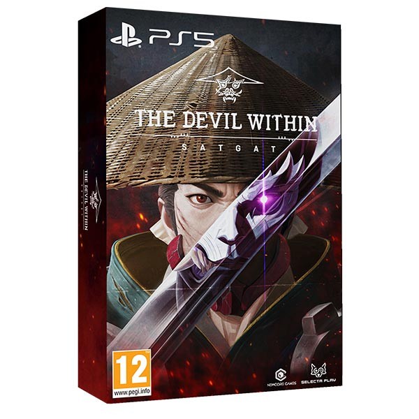 Collectors Edition box for "The Devil Within: Satgat" features a striking design with a character wearing a straw hat, a sword, and vibrant colors, suitable for PS5.