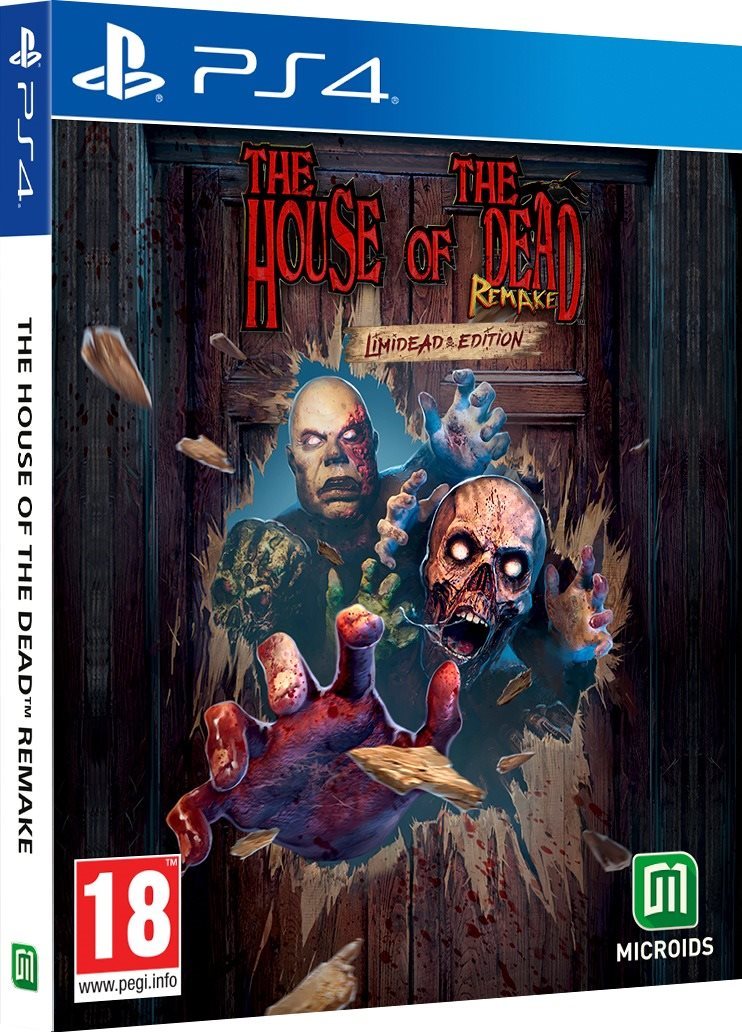 The House of the Dead: Remake - Limidead Edition for PS4 features a horror-themed cover with a zombie and skull, vibrant colors, and a striking title design.