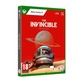 The Invincible game box for Xbox Series X features a vibrant red background, an astronaut in a space suit, and a planet in the distance, with age rating 18+.