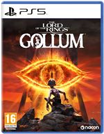 The Lord of the Rings: Gollum PS5 game cover features a dark, fiery eye symbol, with Gollum in a crouched position against a dramatic orange and black background.