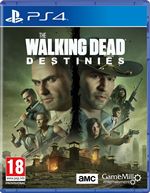 Cover art for "The Walking Dead: Destinies" on PlayStation 4 features characters with guns, a dark background, and bold white text, with an age rating of 18 in the bottom corner.
